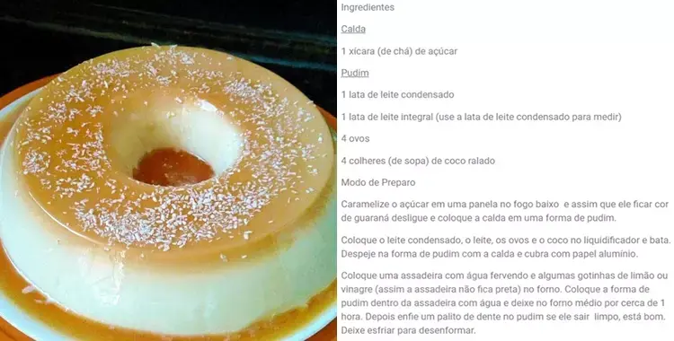Pudim de leite condensado com coco.