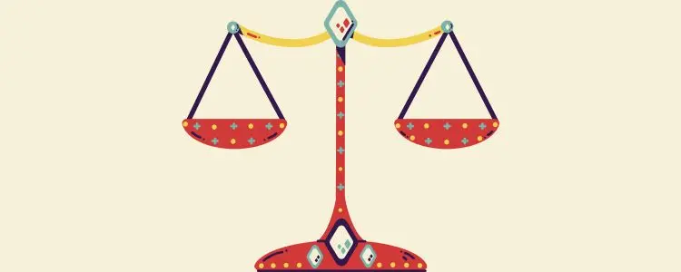 Fundo bege com símbolo do signo de Libra com horóscopo de hoje