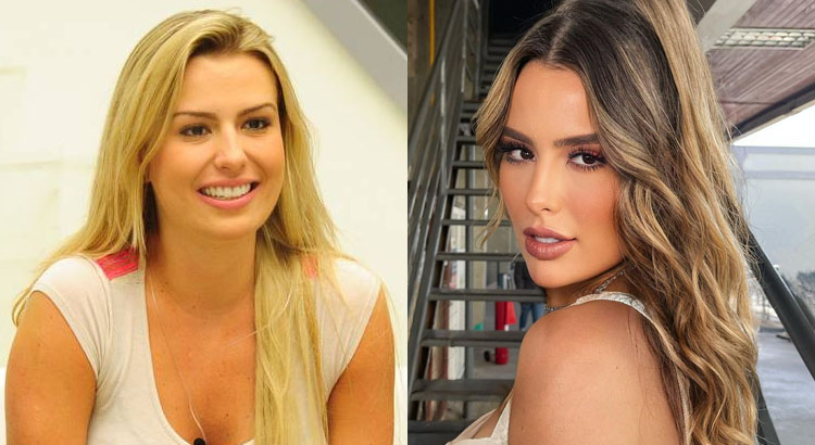 Montagem com duas fotos de Fernanda Keulla, uma na época do BBB e outra atualmente 