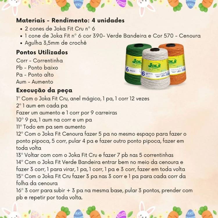 Descrição dos materias utilizados e passo a passo do sousplat de Páscoa de crochê