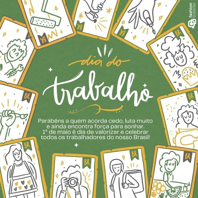 Ilustração de profissões com mensagem de feliz Dia do Trabalho