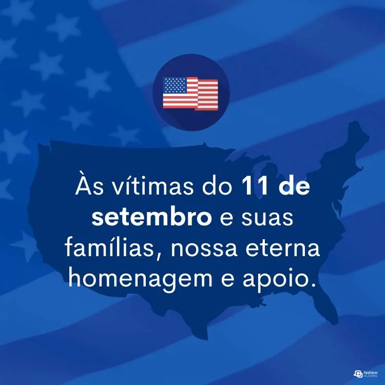 Frase escrita em fundo da bandeira dos EUA