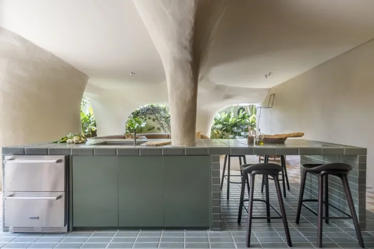 Foto de cozinha moderna decorada em área externa