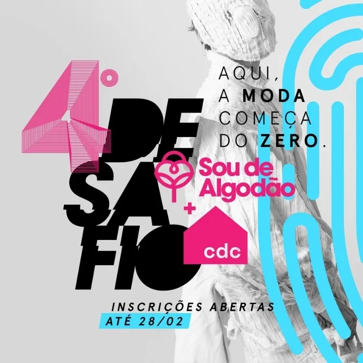 Banner de divulgação do 4º Desafio Sou de Algodão + Casa de Criadores