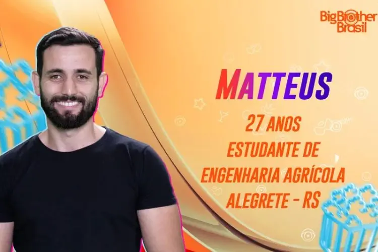 Foto oficial do Gshow sobre o participante Matteus do BBB 24
