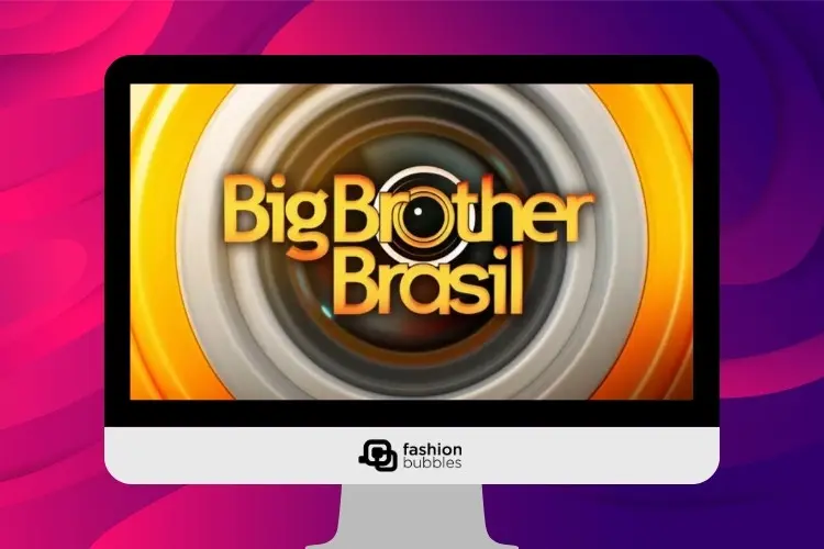 Fundo roxo com imagem de TV com logo do Fashion Bubbles e do Big Brother Brasil 2025