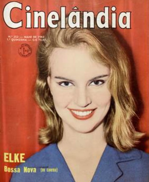 Capa colorida da revista Cinelândia com um retrato de Elke Maravilha jovem como modelo sorrindo. Capa colorida da revista Cinelândia com um retrato de Elke Maravilha jovem sorrindo.