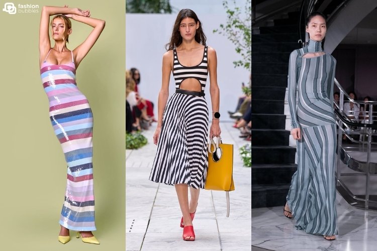 Vestidos listrados nas coleções de Kate Barton, Michael Kors e Proenza Schouler