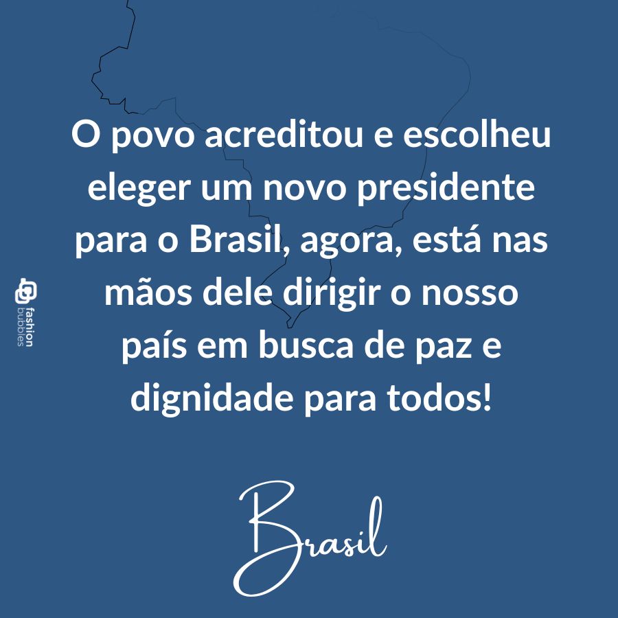 Frase escrita em desenho do mapa do Brasil - fundo azul escuro.
