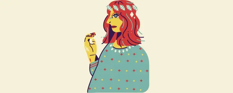 Fundo bege com símbolo do signo de Virgem com horóscopo de hoje