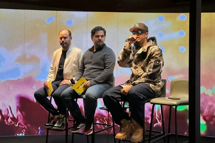 Coletiva de imprensa do Meli Music com organizadores do evento e Veigh