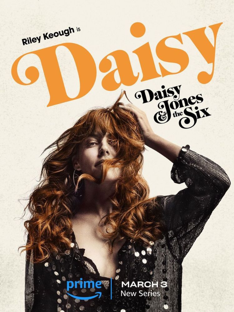 pôster com a atriz riley keough como daisy jones. 