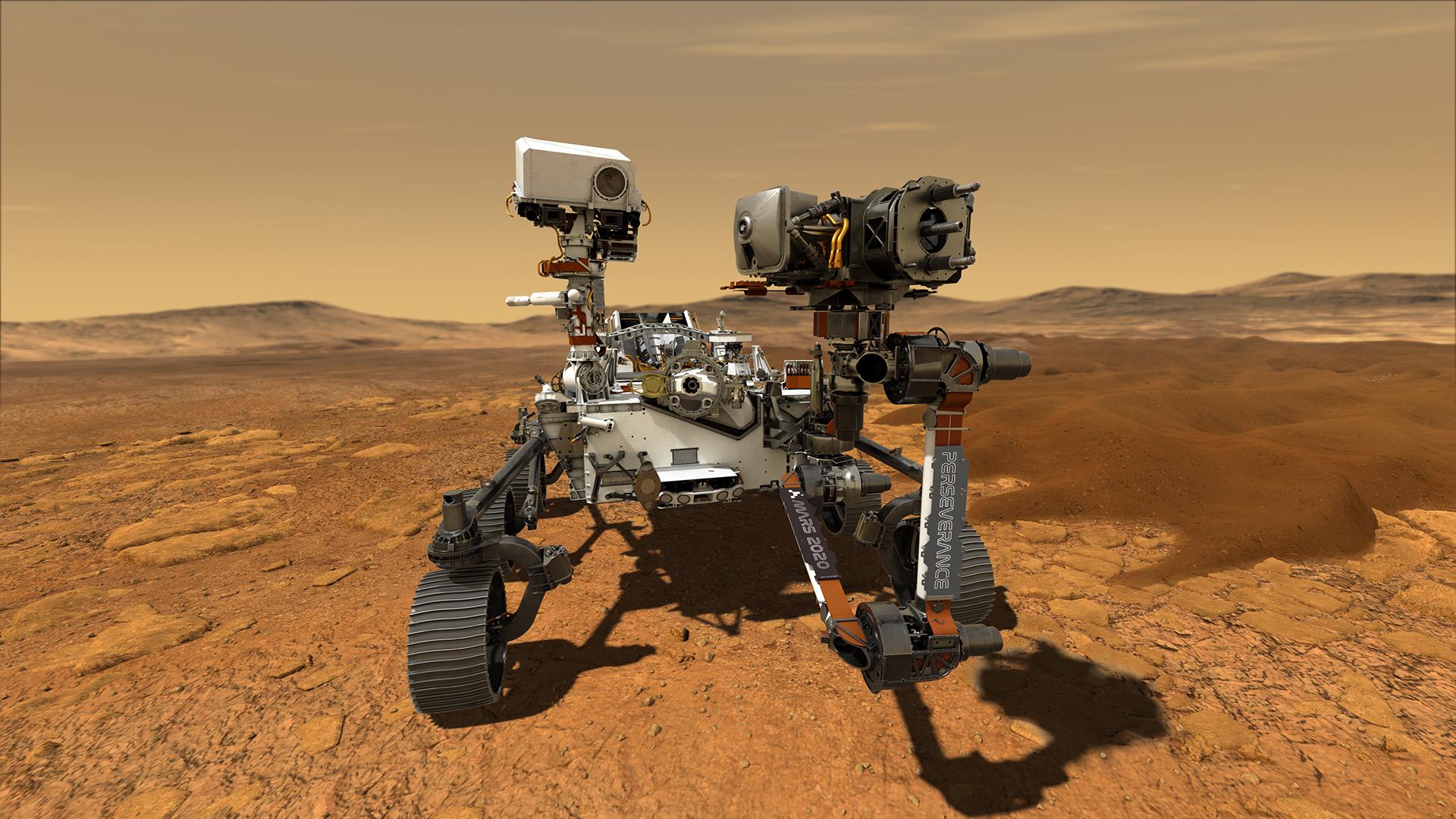 Foto ilustrativa do Robô da Nasa pousando em Marte - Reprodução/Ilustração