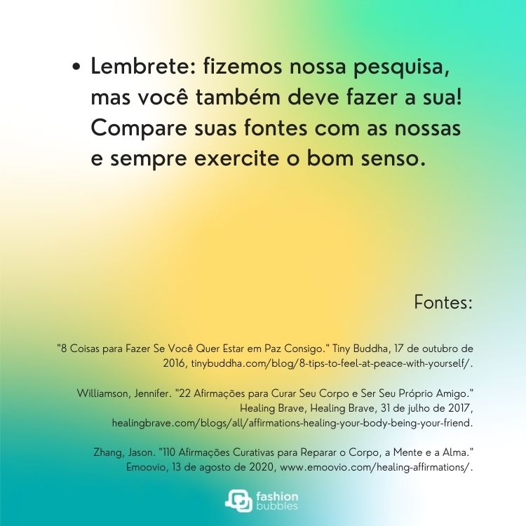 Fundo mesclado com as cores verde amarelo verde-água e branco com escrito Preto sobre a afirmações que sua alma precisa