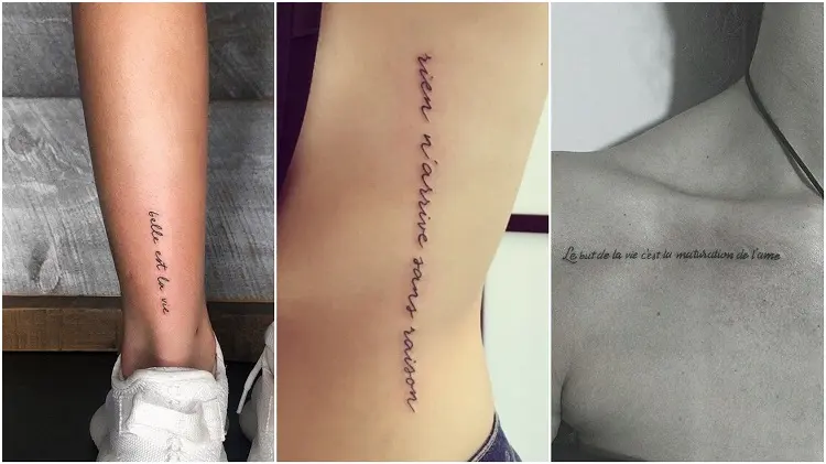 três tatuagens escritas em francês