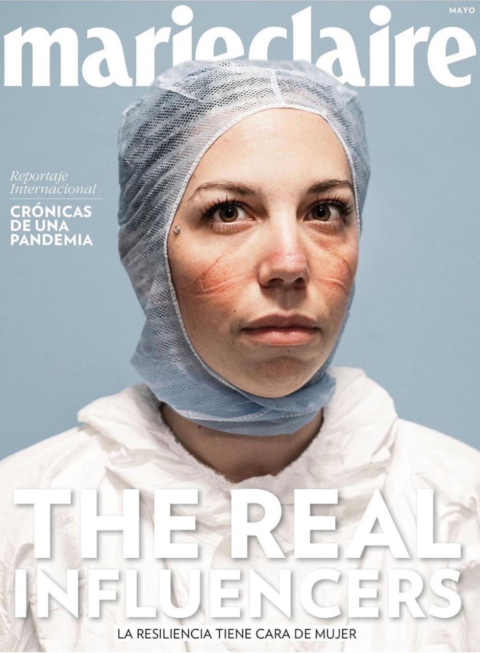 Marie Claire méxico apresenta médica com o rosto machucado pelo uso de máscara contra o covid-19