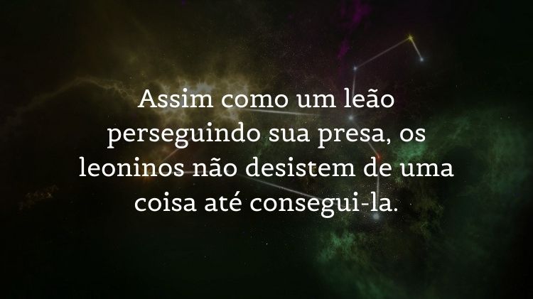Mensagem sobre leoninos em foto de céu estrelado