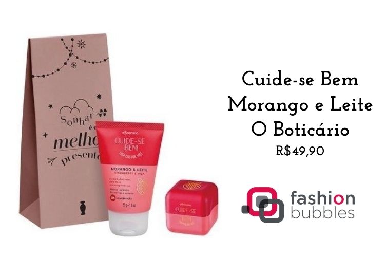 Produtos de beleza no Natal: Kit Presente de Natal Cuide-se Bem Morango e Leite, de O Boticário
