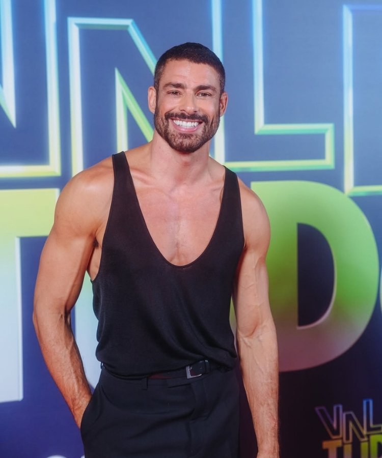 Cauã Reymond na festa de lançamento de Vale Tudo