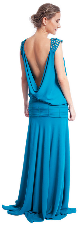 TetiGio Exclusivo- vestido de festa costa nua com volumes