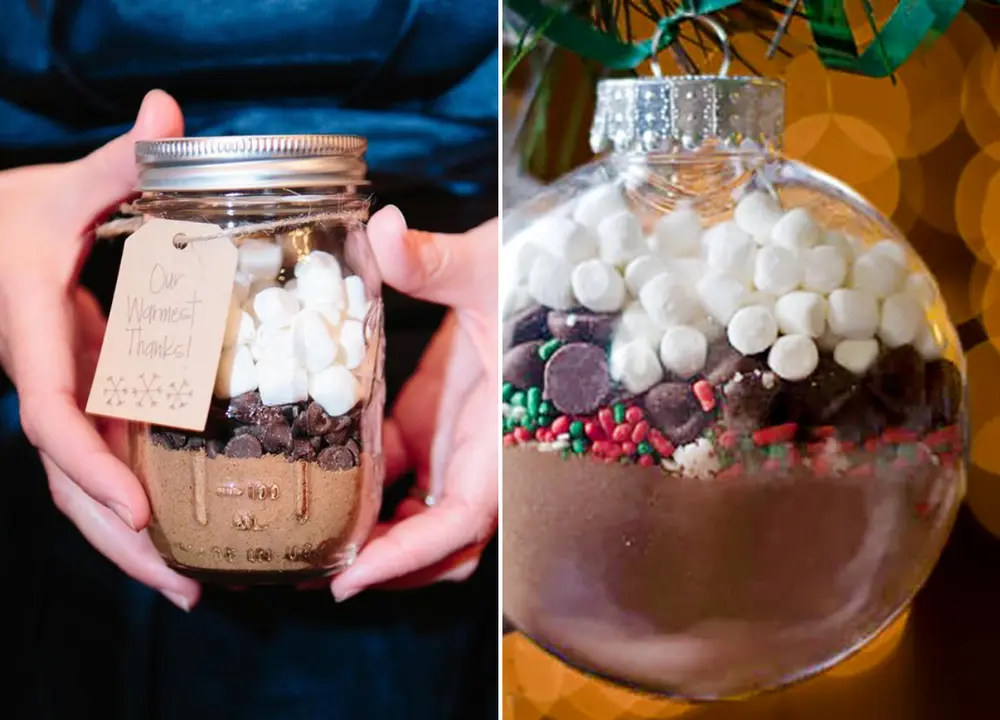 Lembrancinha DIY: mistura de cappuccino na mason jar e bola natalina