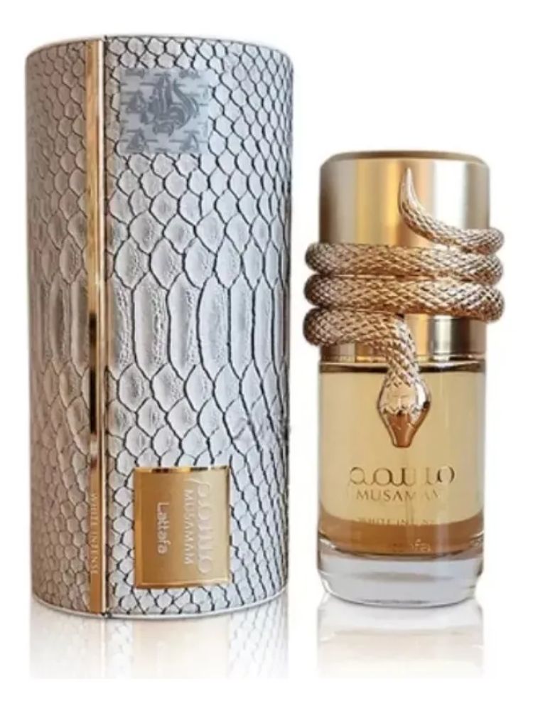 Embalagem e frasco do Musamam White Intense, Lattafa