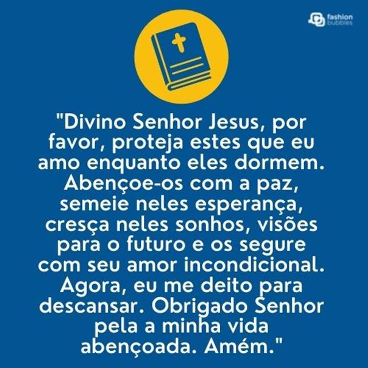 Foto com oração de boa noite escrita.