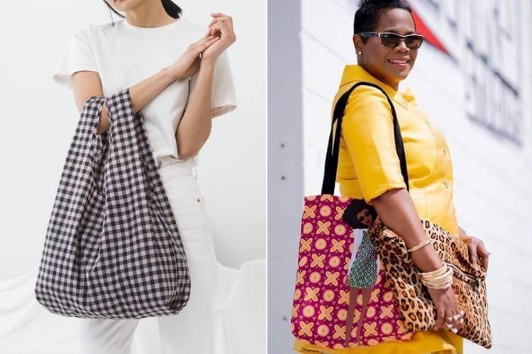 looks monocromáticos com ecobags estampadas como usar bolsa ecológica no dia a dia
