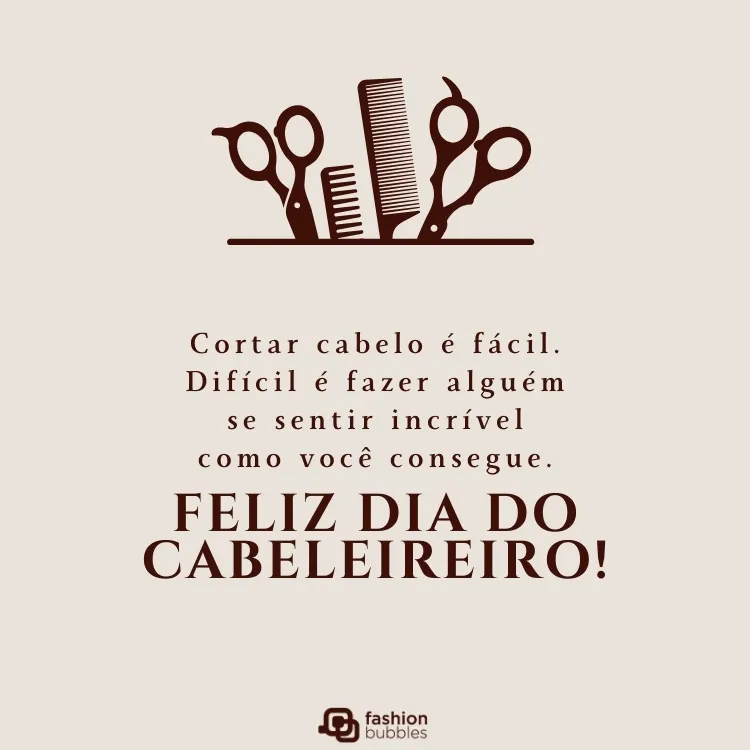 Ilustração de tesouras e pentes com frase de feliz Dia do Cabeleireiro
