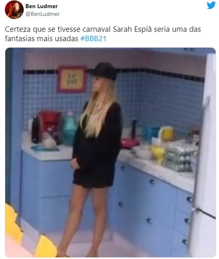 Meme sobre Sarah Andrade do BBB 21.