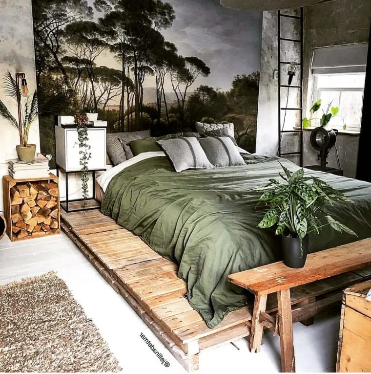 Decoração florestal com pallet