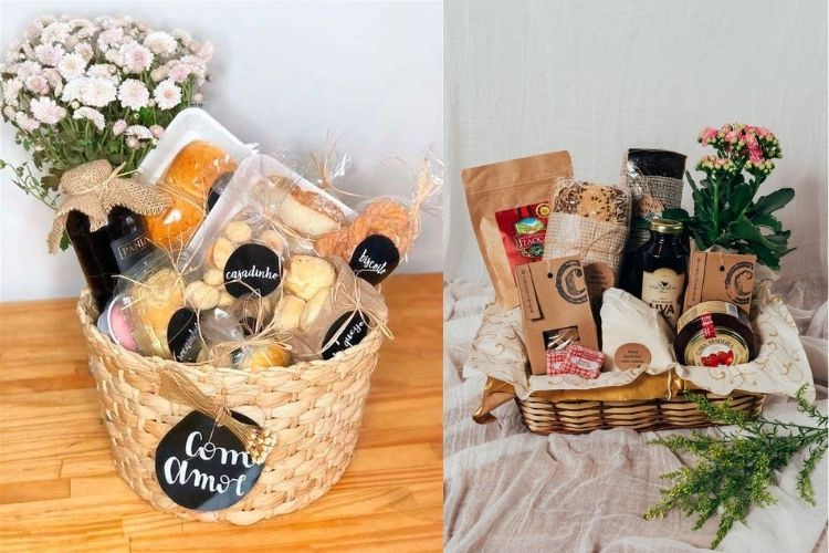 cesta de café da manhã para Dia das Mães