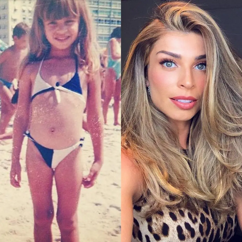 Foto de Grazi Massafera quando criança e agora adulta 