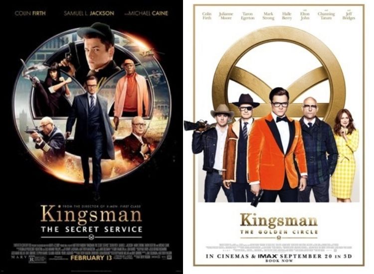 foto dos cartazes dos filmes Kingsman: Serviço Secreto e Kingsman: O Círculo Dourado