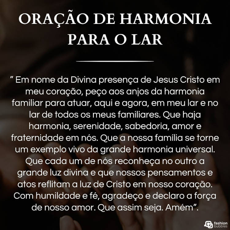 Oração de harmonia para o lar