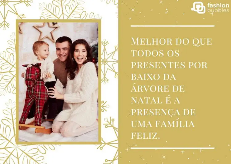 Frase de família no natal, com imagem de família feliz Família no natal