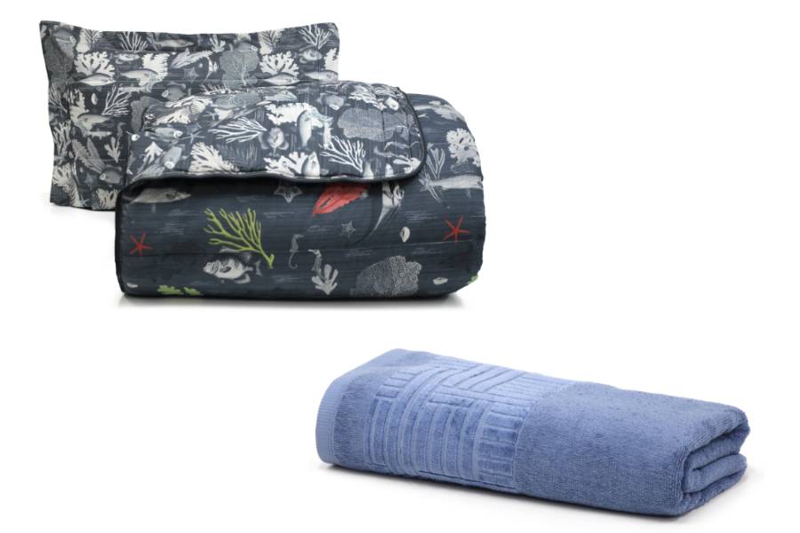 Roupa de cama do quarto oceano.