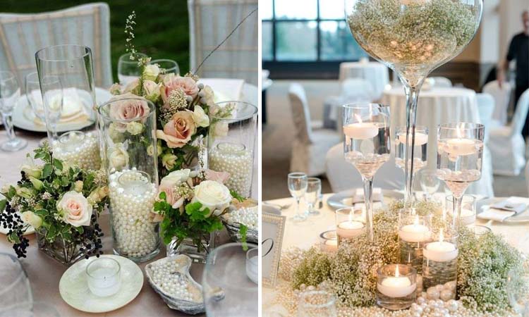 decoraçao de casamento em pérola mesa