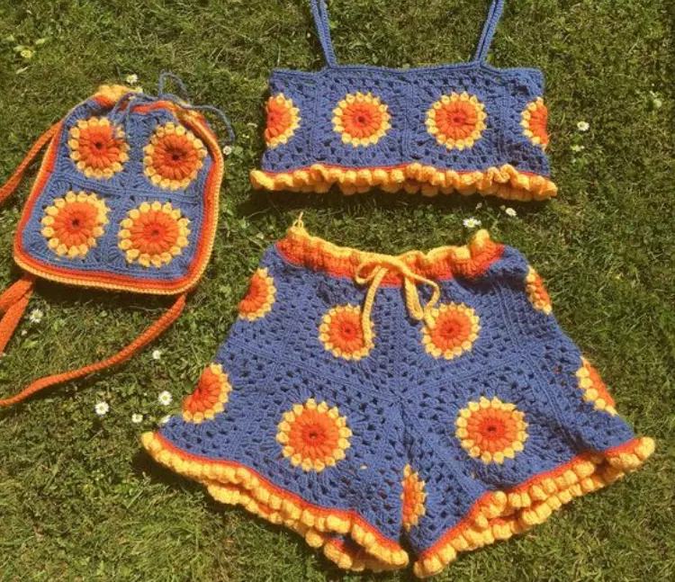 Conjunto de crochê maragarida
