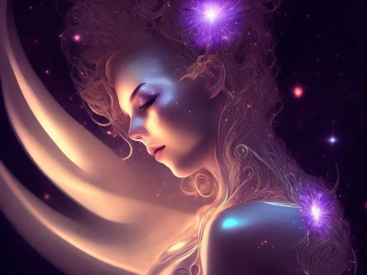 ilustração de uma mulher em outra dimensão