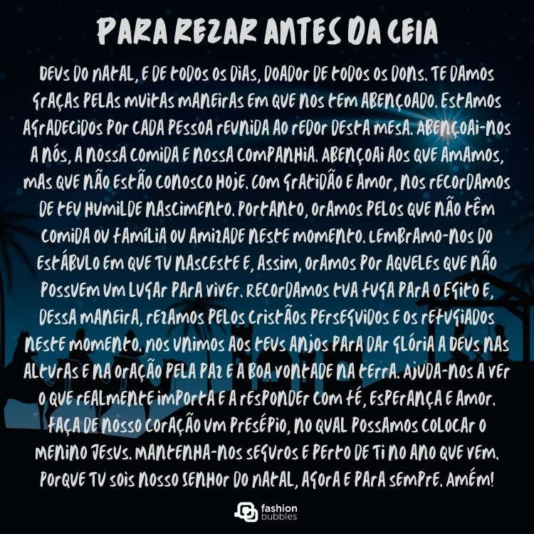 Para rezar em família antes da ceia