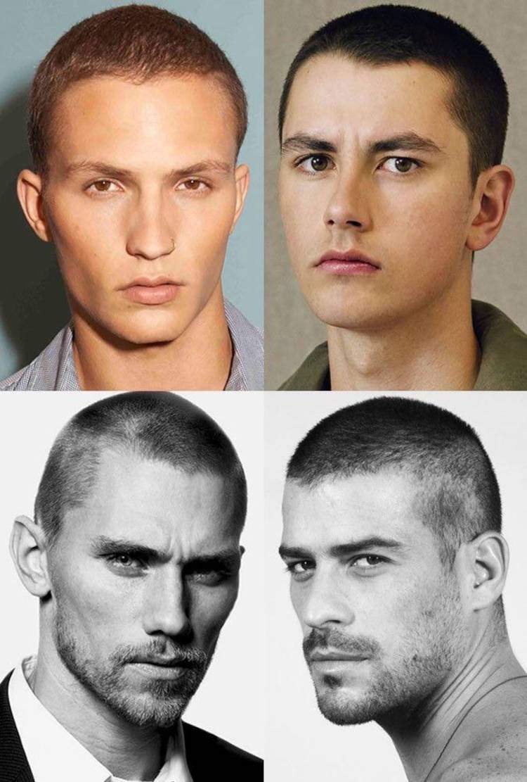 Montagem com 4 fotos de homem com corte  buzz