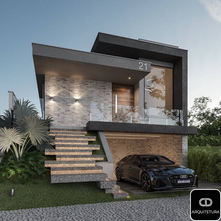 Casa encima da garagem.