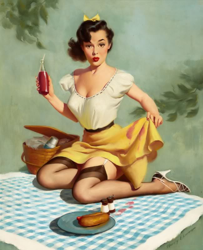 Ilustração pin-up de Harry Ekman, 1950. 