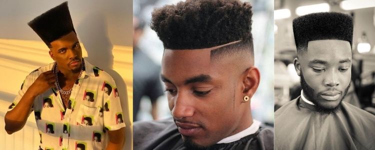 três opções de high top fade