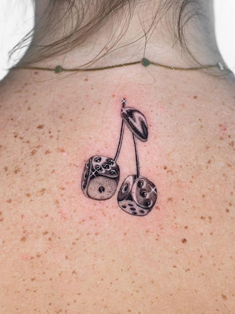 Tatuagem de dados em ramo de cereja 3D 