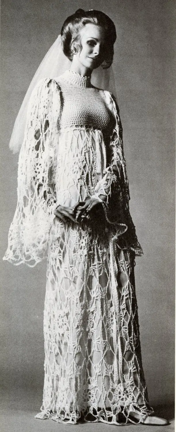 Anos 70 Crochet Dress Pattern PDF 174 Vogue Wedding Dress from WonkyZebra