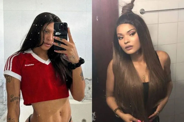 Montagem com duas fotos, sendo uma da drag queen Pabllo Vittar e outra da sua irmã gêmea Phamella Rodrigues