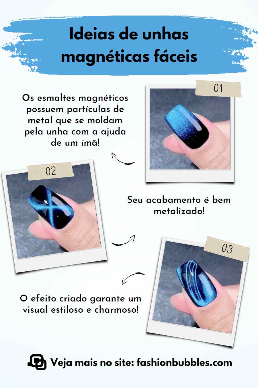 3 ideias de unhas magnéticas com ímã.