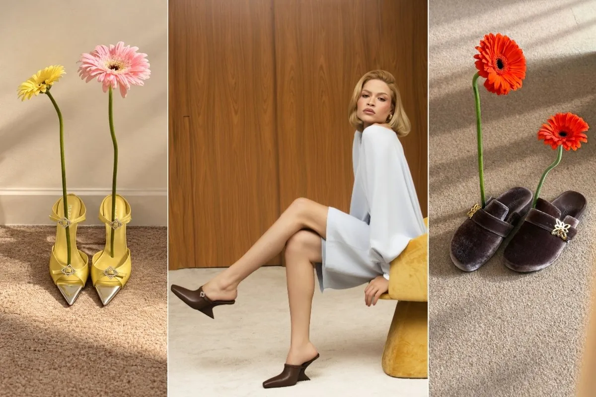 Modelo usando sapato feminino high vamp marrom da marca Piazza
